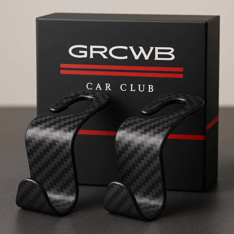 Kit Ganchos de Encosto de Cabeça em Fibra de Carbono – Organizador Automotivo Discreto e Resistente